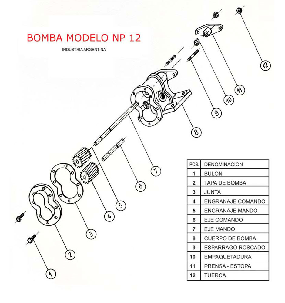 Despiece Bomba NP12CL